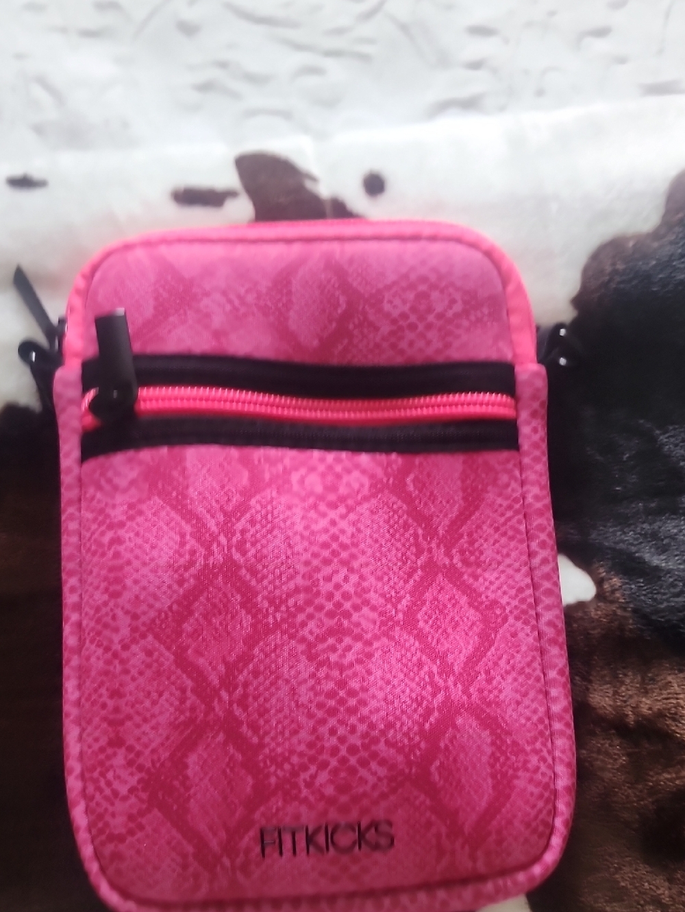 FitKicks Pink Snake-Print Crossbody Pouch
